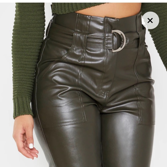 Khaki Leather waist Trouser - Picture 3 of 10